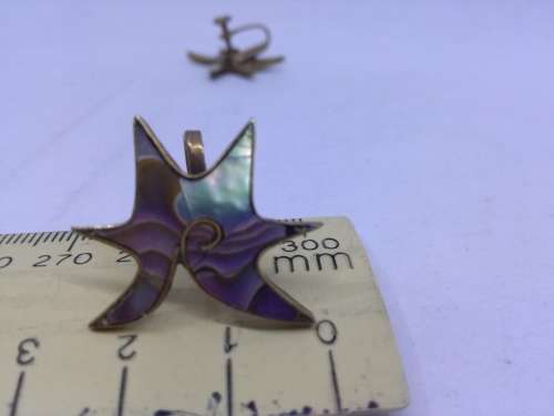 Vintage Abalone screw on earrings - made in Mexico