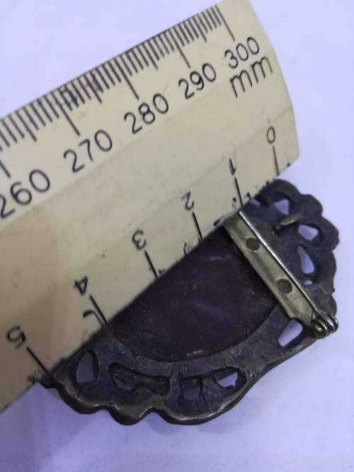 Vintage silk brooch - hunting scene