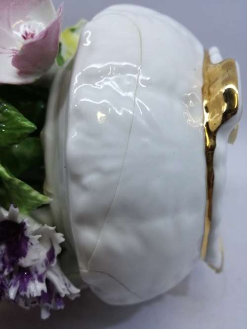 Vintage Porcelain Radnor Bone China Flowers Staffordshire England - Flowers all intact, vase cracked
