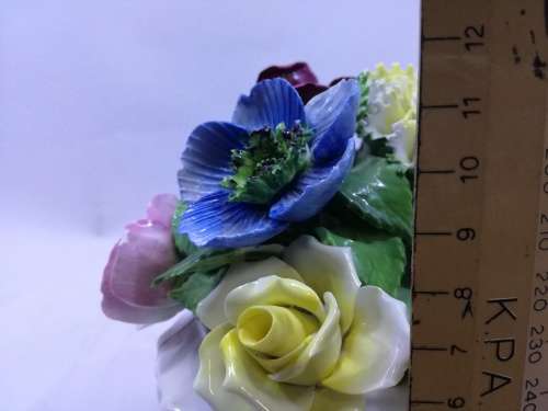 Vintage Porcelain Radnor Bone China Flowers Staffordshire England - Flowers all intact, vase cracked