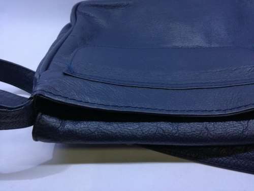 Sling shoulder satchel leather bag - Navy