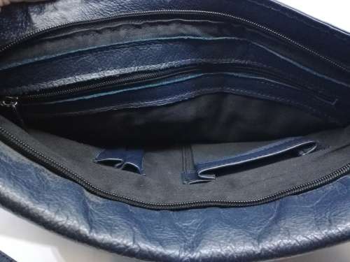 Sling shoulder satchel leather bag - Navy