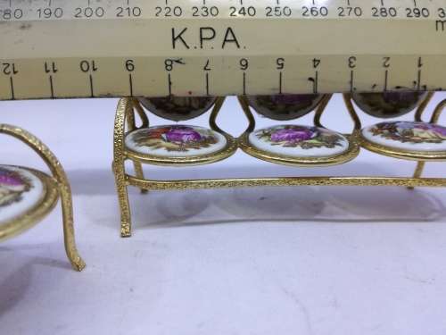 Vintage, Lot of 2, Porcelain & Metal Miniature EME Chairs