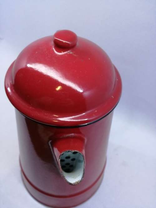 Coffee pot Red enamel - made in Poland