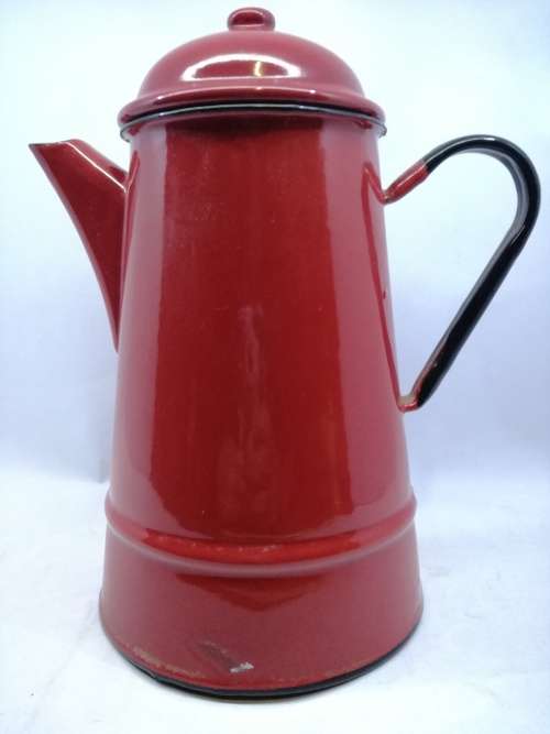 Coffee pot Red enamel - made in Poland