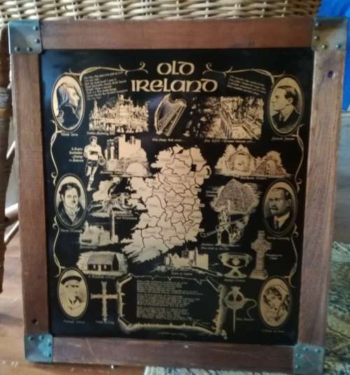 NED EGAN ` OLD IRELAND ` GENUINE COPPER ETCHING FRAMED IN CEDAR