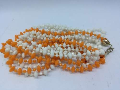 Stunning orange and white plastic necklace