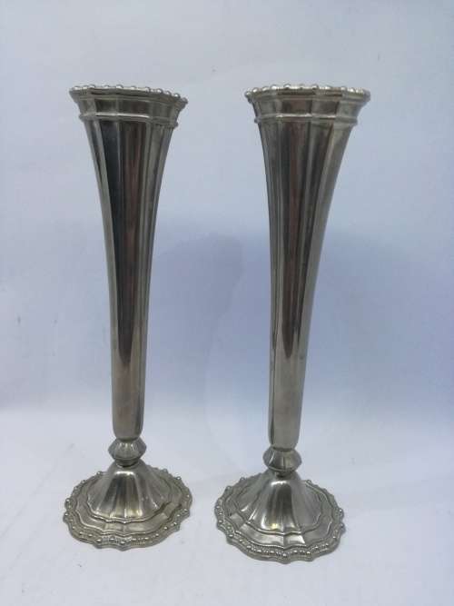Vintage pair of bud vases - Silver Plated made in Italy