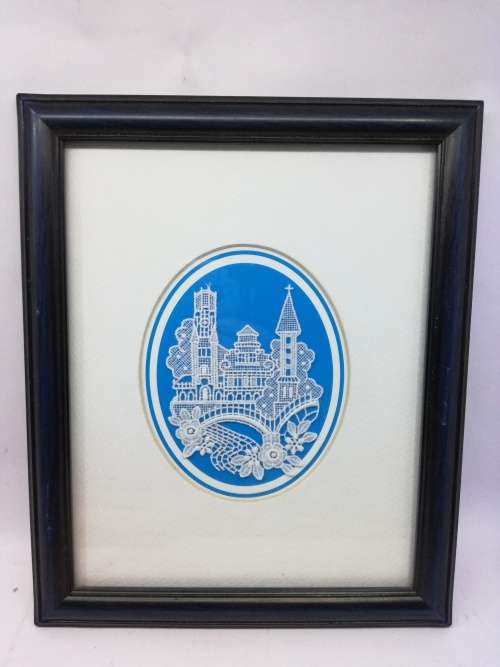 Framed handmade lace