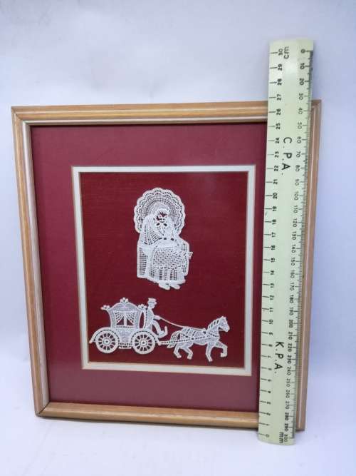 Framed handmade lace