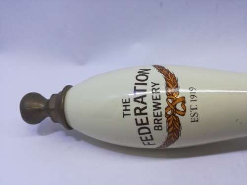 The Federation Brewery Draft Beer handle - Ceramic and brass