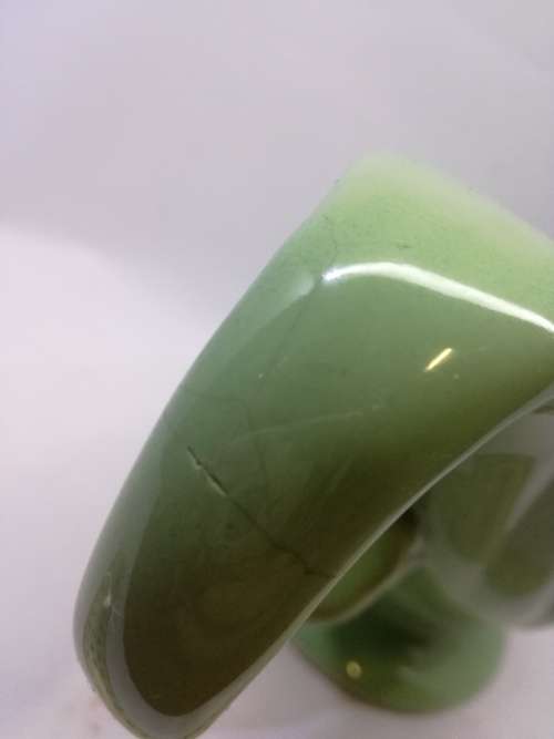 Green Drostdy ware vase - crack on the handle - see pics