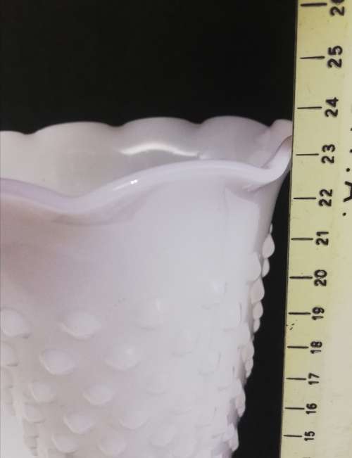 VINTAGE WHITE MILK GLASS HOBNAIL VASE FLUTED