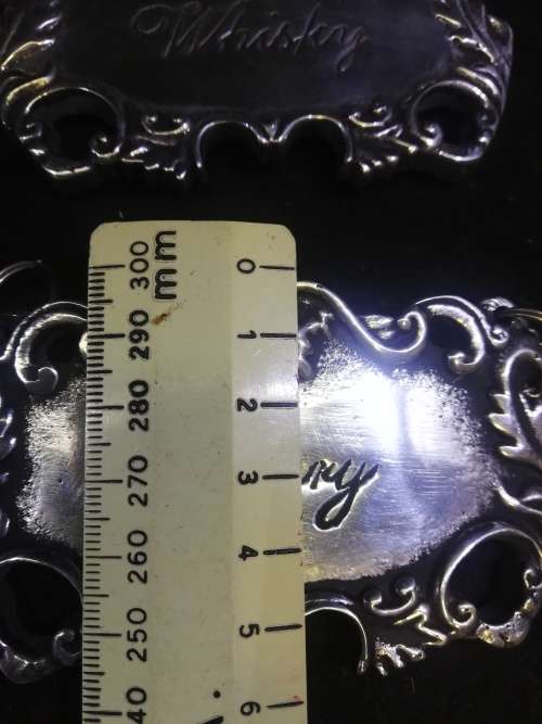 Silver Metal Ornate Liquor Bottle / Decanter Tags set (4)