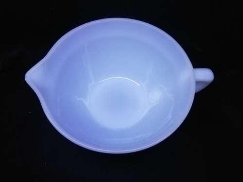 Beautiful Fire King milk glass mixing bowl with spout
