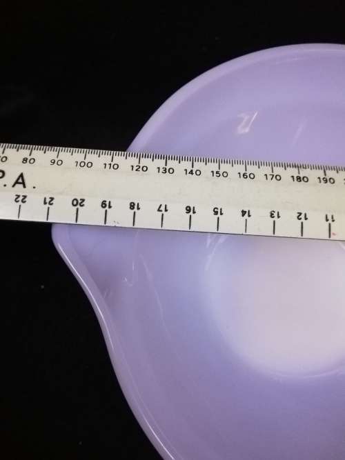 Beautiful Fire King milk glass mixing bowl with spout