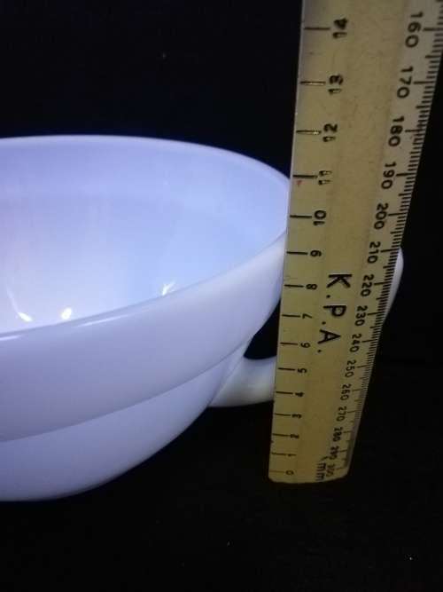 Beautiful Fire King milk glass mixing bowl with spout