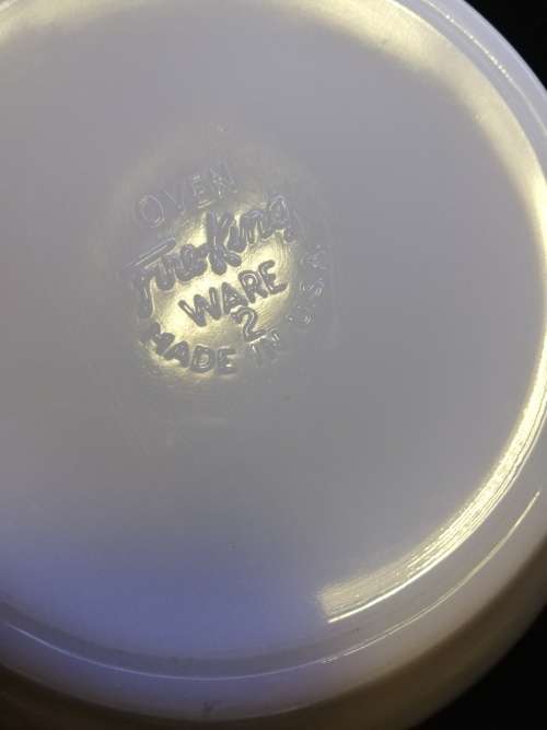 Beautiful Fire King milk glass mixing bowl with spout