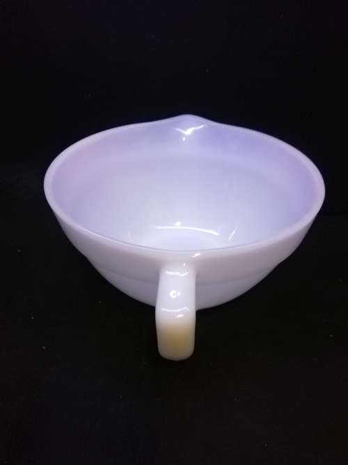 Beautiful Fire King milk glass mixing bowl with spout