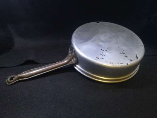 Vintage Aluminum 4 Egg Poacher Pan with copper handle