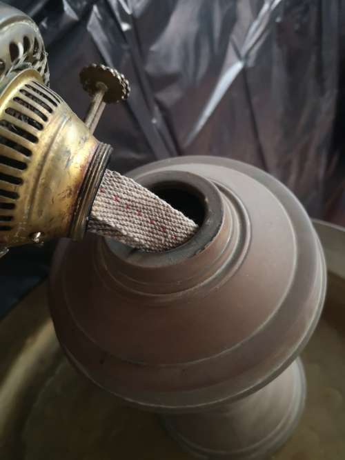 Pair oil lamps - brass