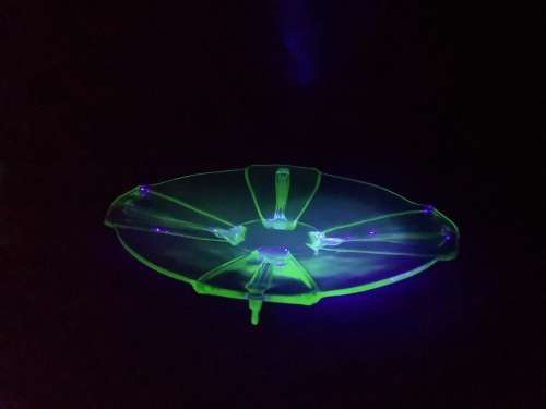 Uranium glass plate/dish - my black light is a bit small for this one