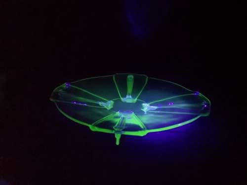 Uranium glass plate/dish - my black light is a bit small for this one