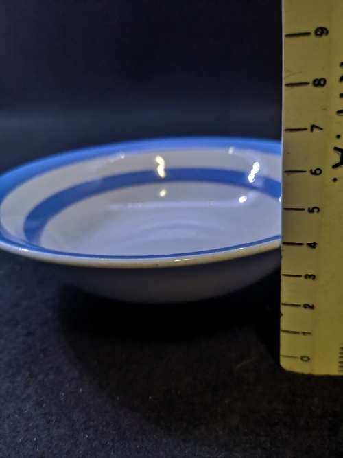 TG Green Blue and White Cornishware bowls x 2