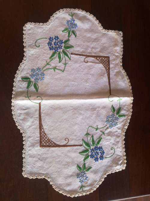 Vintage hand  stitched tray cloth