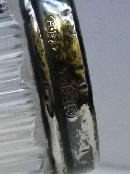 Antique Edwardian Art glass vase with Sterling silver collar - Ribbed red to clear