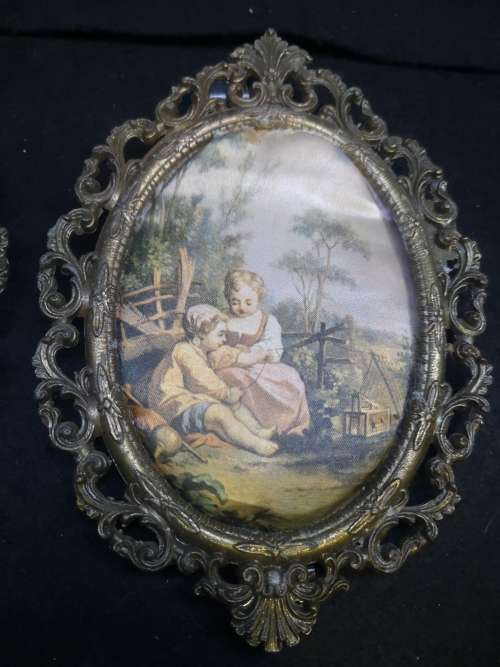 Italian ornate frames with silk pictures