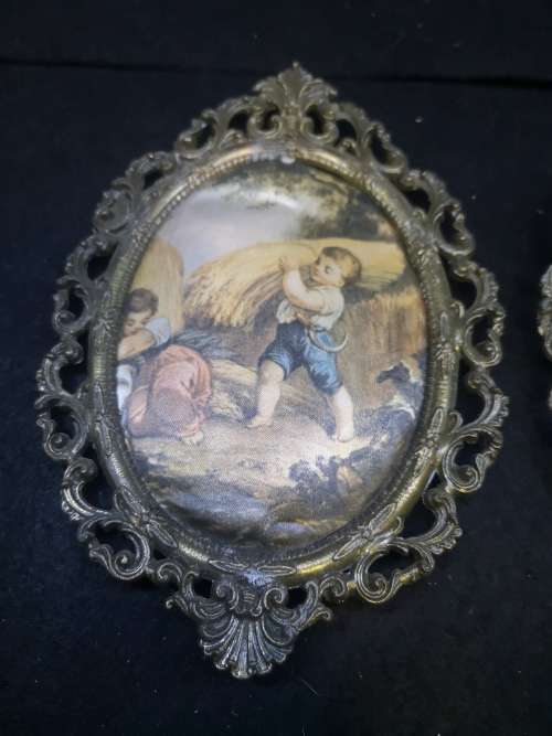 Italian ornate frames with silk pictures