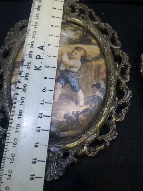 Italian ornate frames with silk pictures