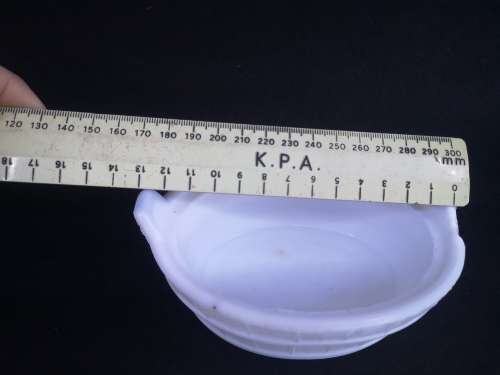 Milk glass chicken trinket - note the damage please