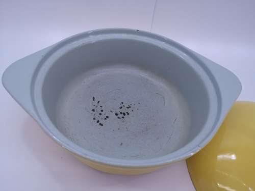 Enameled vintage yellow  pot