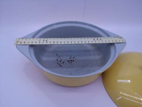 Enameled vintage yellow  pot