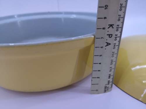 Enameled vintage yellow  pot