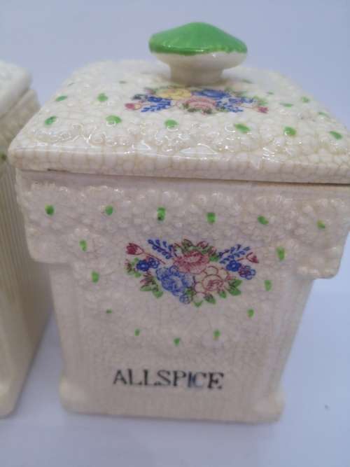 Ceramic vintage spice storage jars set