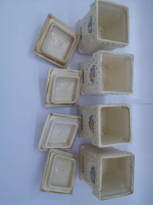 Ceramic vintage spice storage jars set