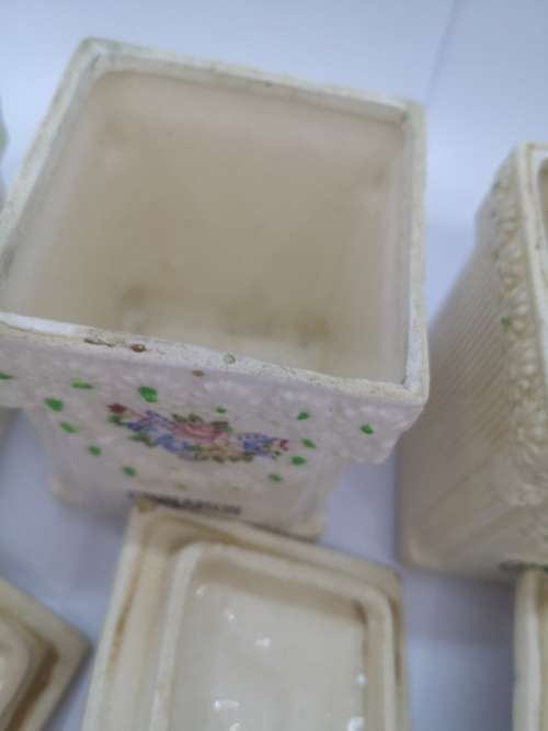 Ceramic vintage spice storage jars set