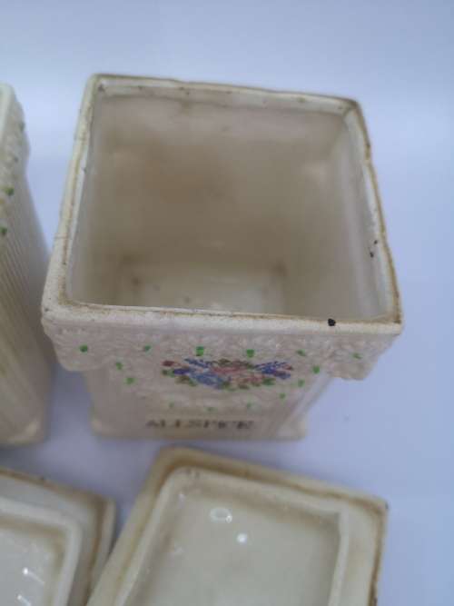 Ceramic vintage spice storage jars set