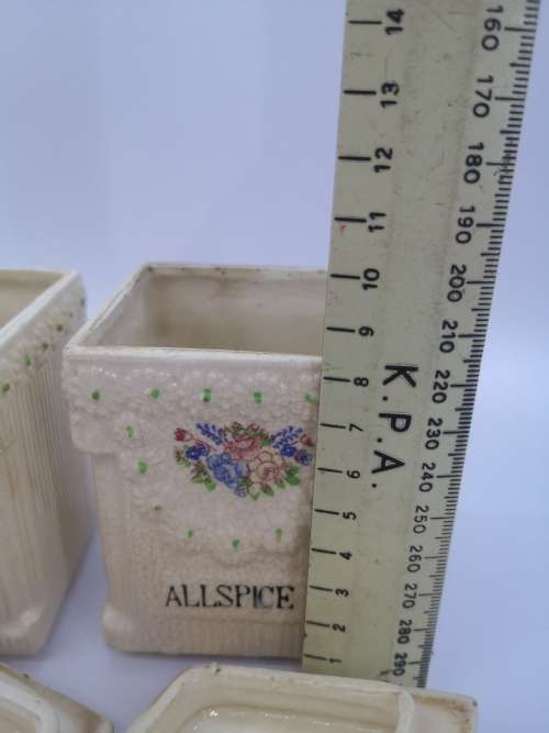 Ceramic vintage spice storage jars set