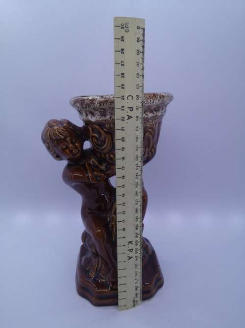 Ceramic vintage vase - Boy carrying basket