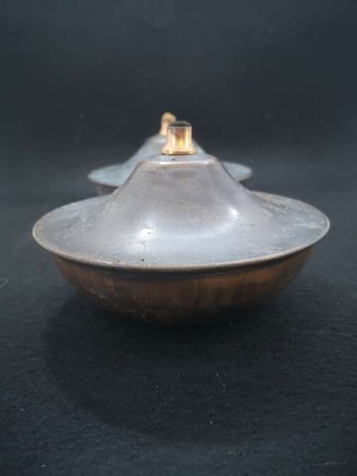 Pair oil lamps - copper