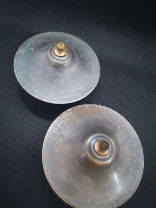 Pair oil lamps - copper