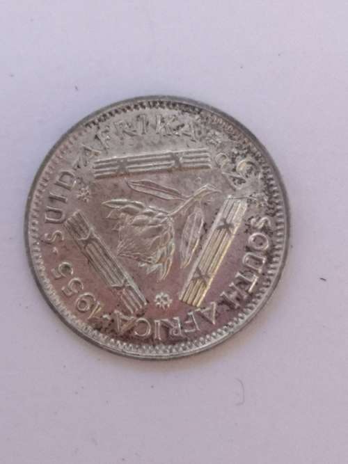1955 South African tickey 3 pence Silver