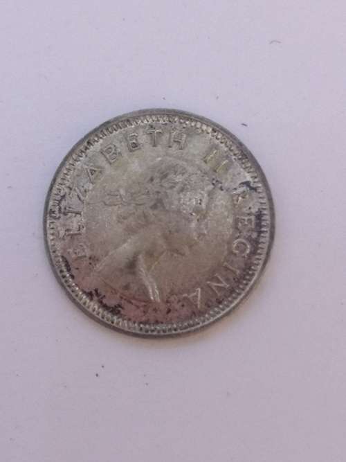 1955 South African tickey 3 pence Silver