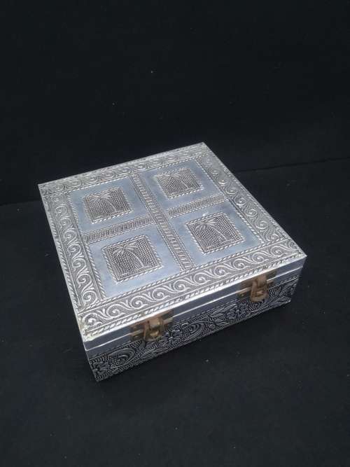 Indian handmade metal covered jewelry box