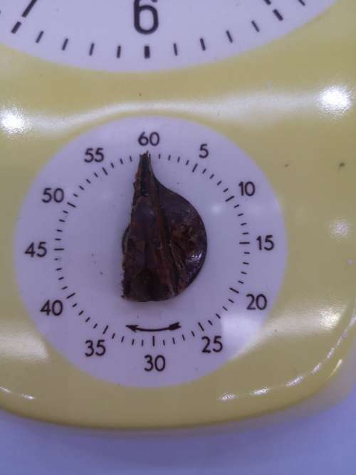 Vintage yellow porcelain Alia/Alka wall clock with timer - untested/no key - see pics