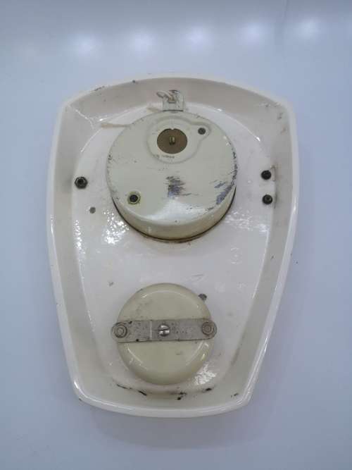 Vintage yellow porcelain Alia/Alka wall clock with timer - untested/no key - see pics